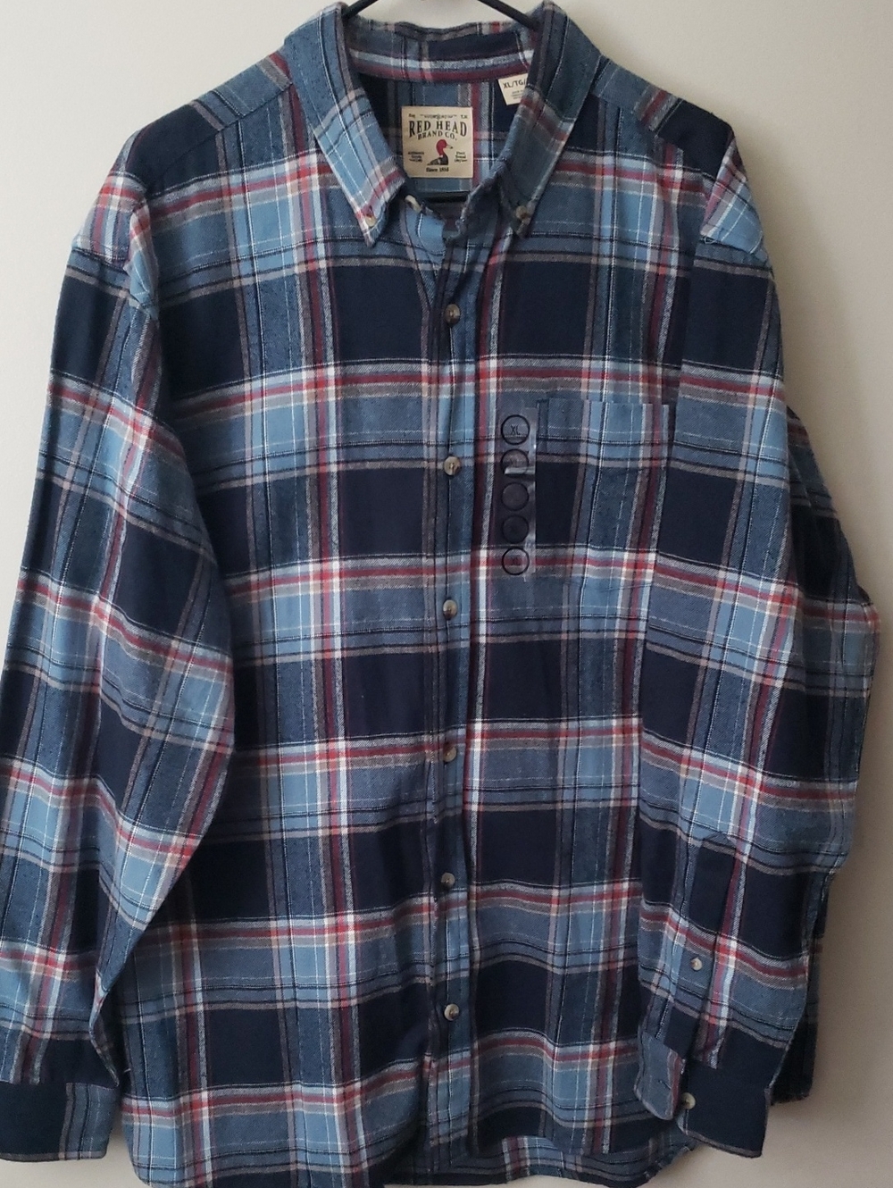 RedHead Navy, Light Blue & Red Plaid Button-Down Shirt